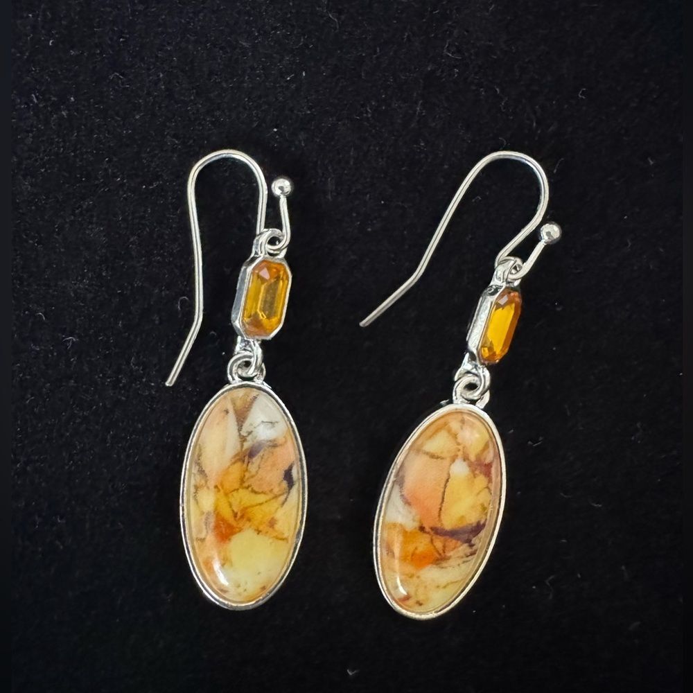 Elegant Silver and Amber Earrings